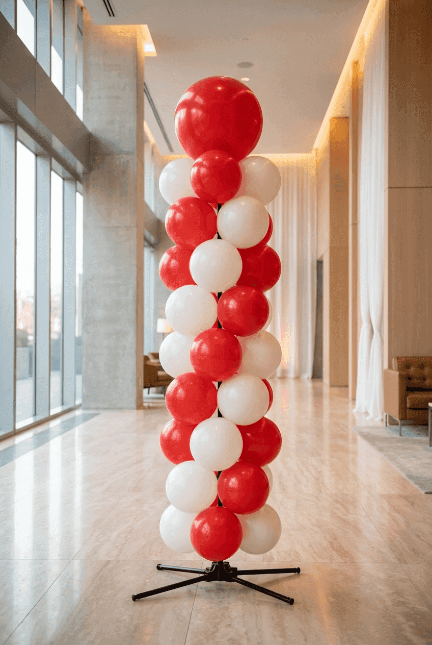 3D model of a balloon pillar in earth tones, rotatable