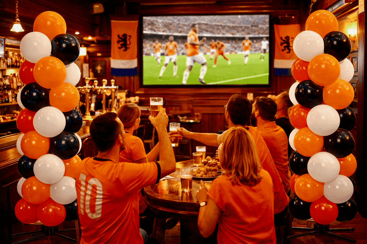 Balloon decoration in club colours for a football party
