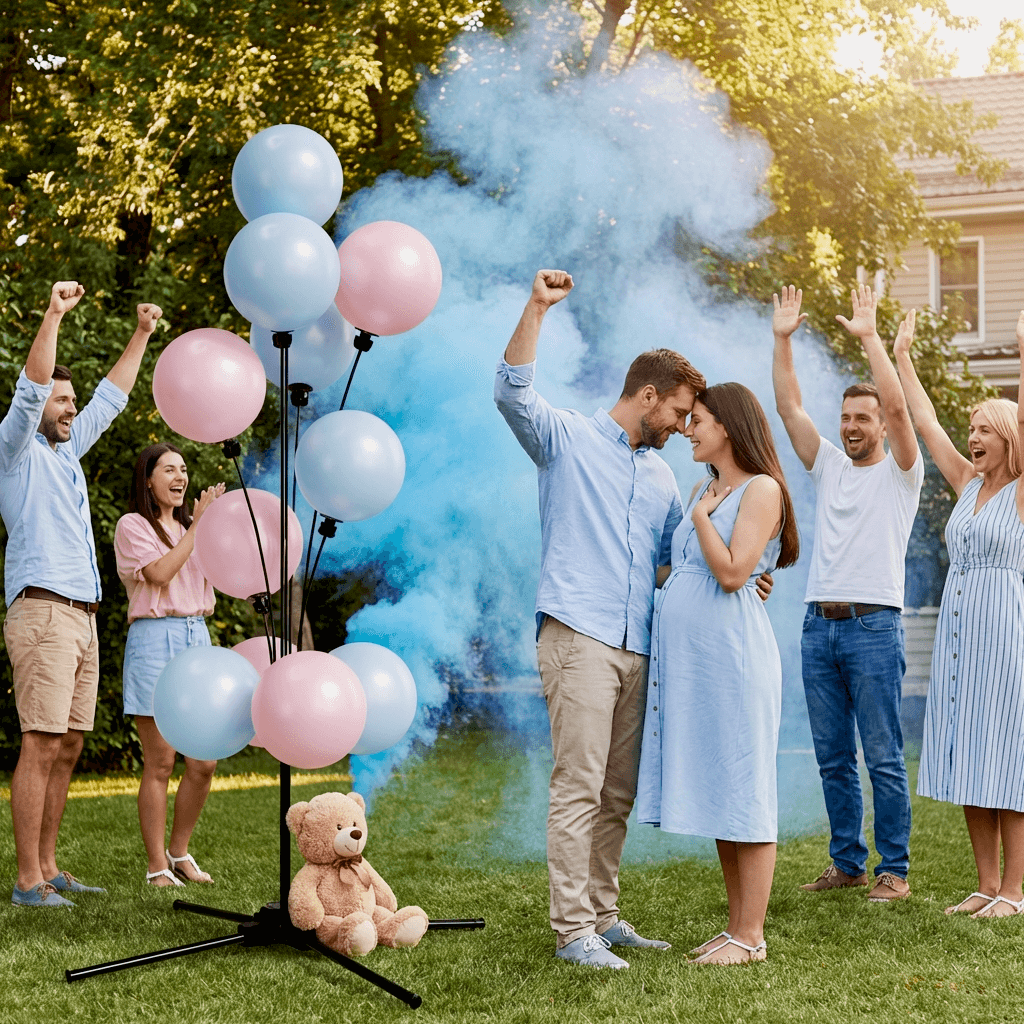 Balloon fountain for a gender reveal in Málaga