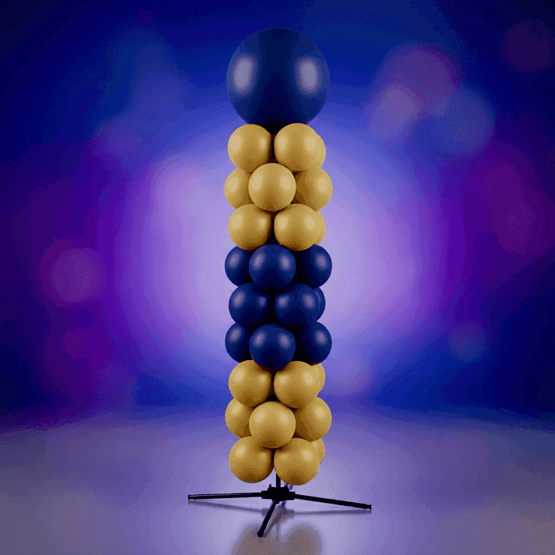 Reusable balloon pillar on four-leg base with X-cross
