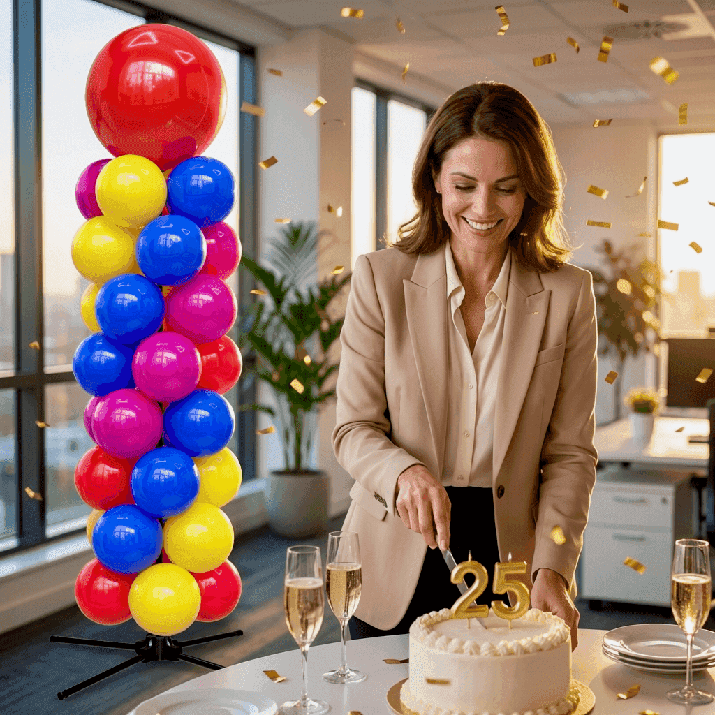 Festive anniversary decoration with balloons and numbers