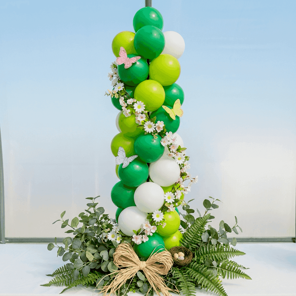 Seasonal decoration in a shop entrance, ready for the next change