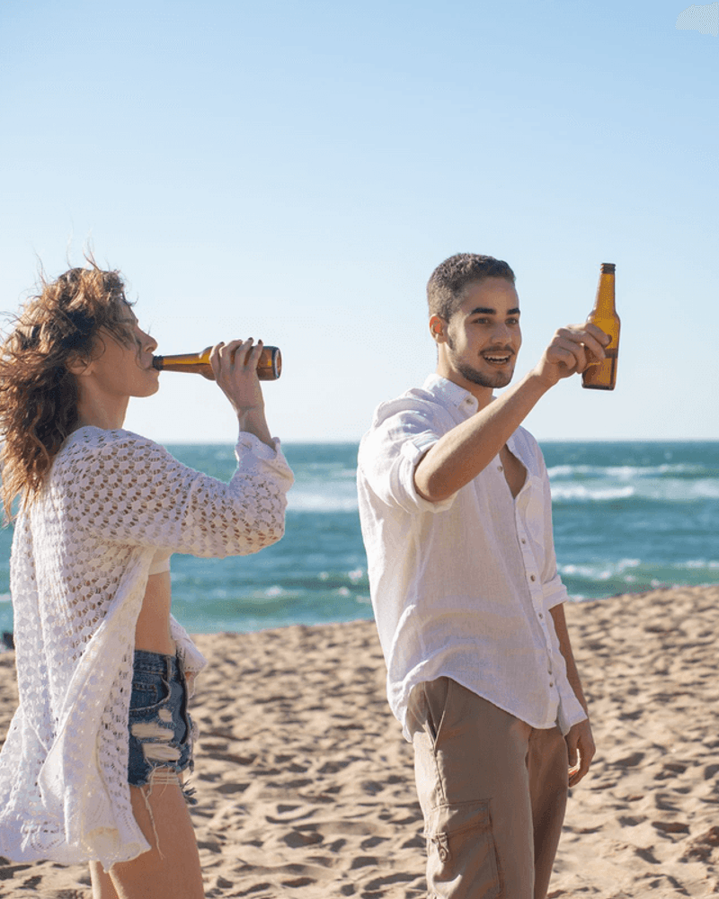 Friends celebrating a hen party on the beach